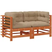 vidaXL Gartenecksofa Massives Kiefernholz Wachsbraun