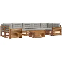 vidaXL Outdoor-Sofagarnitur 8 stk. Natürlich und Hellgrau