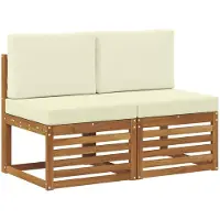 vidaXL 2 Stück Outdoor Mittelsofa Massivholz Akazie Natur