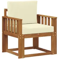 vidaXL Outdoor-Sofa Massives Akazienholz und Polyester Natur