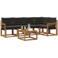 vidaXL Outdoor-Sofagarnitur 6 stk. Natürlich und Schwarz