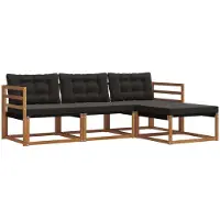 vidaXL Outdoor-Sofagarnitur 4 stk. Natürlich und Schwarz