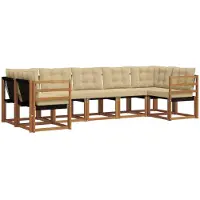 vidaXL Outdoor-Sofagarnitur 7 stk. Natur und Beige