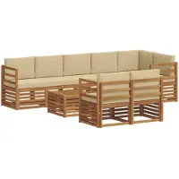 vidaXL Outdoor-Sofagarnitur 9 stk. Natur und Beige Polyester