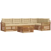 vidaXL Outdoor-Sofagarnitur 6 stk. Natur und Beige