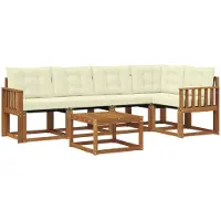 vidaXL Outdoor-Sofagarnitur 6 stk. Natur und Creme