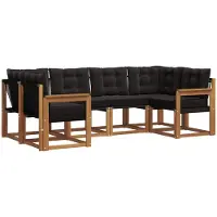vidaXL Outdoor-Sofagarnitur 6 stk. Natürlich und Schwarz
