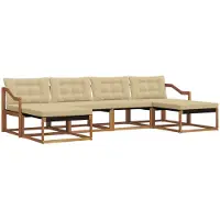 vidaXL Outdoor-Sofagarnitur mit Kissen 6 pcs Natur und Beige