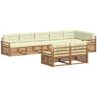 vidaXL Outdoor-Sofagarnitur 8 stk. Natur und Creme