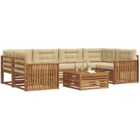 vidaXL Outdoor-Sofagarnitur 7 Stk. Natur und Beige