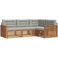 vidaXL Outdoor-Sofagarnitur mit Kissen 4 pcs Natürlich und Hellgrau