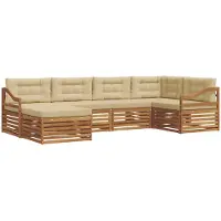 vidaXL Outdoor-Sofagarnitur mit Kissen 6 pcs Natur und Beige