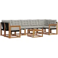 vidaXL Outdoor-Sofagarnitur 8 stk. Natürlich und Hellgrau
