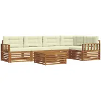 vidaXL Outdoor-Sofagarnitur 6 stk. Natur und Creme