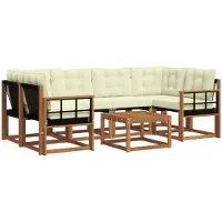 vidaXL Outdoor-Sofagarnitur 7 stk. Natur und Creme