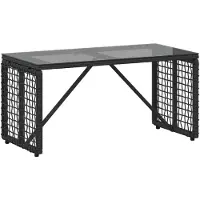 vidaXL Tisch für Outdoor Schwarz 80 x 40 x 40 cm PE Rattan und Glas