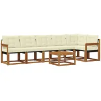 vidaXL Outdoor-Sofagarnitur 7 stk. Natur und Creme