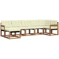 vidaXL Outdoor-Sofagarnitur 7 stk. Natur und Creme