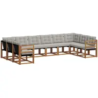 vidaXL Outdoor-Sofagarnitur 10 stk. Natürlich und Hellgrau