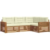 vidaXL Outdoor-Sofagarnitur 4 stk. Natur und Creme