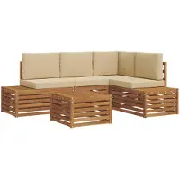 vidaXL Outdoor-Sofagarnitur mit Kissen Natur und Beige 59 x 59 x 37 cm