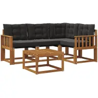 vidaXL Outdoor-Sofagarnitur 5 stk. Natürlich und Schwarz