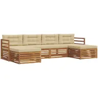vidaXL Outdoor-Sofagarnitur 6 Stk. Natur und Beige Massivholz Akazie