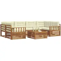 vidaXL Outdoor-Sofagarnitur 7 stk. Natur und Creme