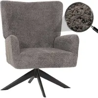 Mendler Lounge-Sessel MCW-N65, Cocktailsessel Polstersessel Relaxsessel, drehbar, Stoff/Textil Chenille Metall dunkelgrau