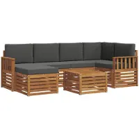 Syfax Ecksofa Set 7 pcs Natur und Anthrazit Massivholz Akazie