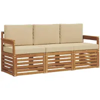 vidaXL Sofagarnituren 3 stk. Natur und Beige Massivholz Akazie
