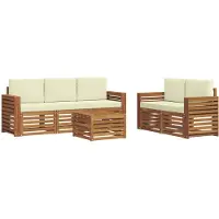 Syfax Sofagarnituren 6 pcs Natur und Creme Massivholz Akazie