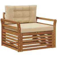 vidaXL Outdoor-Sofa Massives Akazienholz und Polyester Natur und Beige