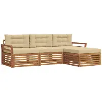 vidaXL Outdoor-Sofagarnitur 4 stk. Natur und Beige