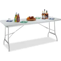 Relaxdays Gartentisch klappbar BASTIAN, groß, Tragegriff, stabiler Campingtisch, H x B x T: 72 x 178 x 74 cm, weiß
