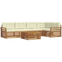 vidaXL Outdoor-Sofagarnitur 6 Stk. Natur und Creme