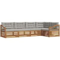 vidaXL Outdoor-Sofagarnitur mit Kissen 5 pcs Natürlich und Hellgrau
