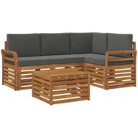 vidaXL Outdoor-Sofagarnitur 5 Stk. Natur und Anthrazit Polyester
