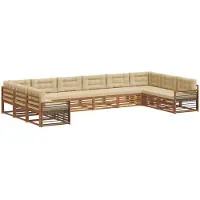 vidaXL Sofagarnituren 10 stk. Natur und Beige Massivholz Akazie