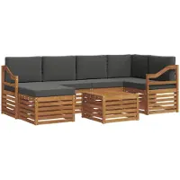 Syfax Ecksofa Set 7 pcs Natur und Anthrazit Massivholz Akazie