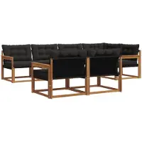 vidaXL Outdoor-Sofagarnitur 7 Stk. Natürlich und Schwarz