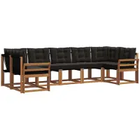 vidaXL Outdoor-Sofagarnitur 7 stk. Natürlich und Schwarz