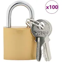 vidaXL U Schloss mit Schlüsseln 100 pcs Messing Eisen