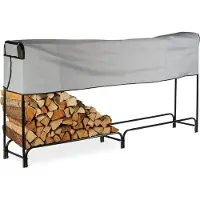 Relaxdays Kaminholzregal extra breit, Abdeckplane für Holzvorrat, Kaminholzständer Metall, HBT 122 x 245 x 40cm, schwarz