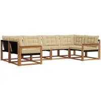 vidaXL Outdoor-Sofagarnitur mit Kissen 6 pcs Natur und Beige