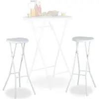 Relaxdays Barhocker klappbar BASTIAN 2er Set weiss, Wetterfest, Höhe 80 cm, Barstuhl Doppelpack, Kunststoff, Tresen, weiß
