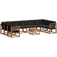 vidaXL Outdoor-Sofagarnitur 11 stk. Natürlich und Schwarz