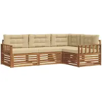 vidaXL Outdoor-Sofagarnitur mit Kissen 4 pcs Natur und Beige
