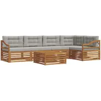 vidaXL Outdoor-Sofagarnitur 6 stk. Natürlich und Hellgrau
