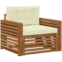 vidaXL Outdoor-Sofa Massives Akazienholz und Polyester Natur und Creme